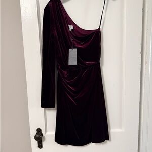 NWT! Halston Heritage One-Shoulder Dress in Rich Burgundy